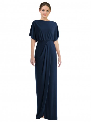 Online Open Back Short Sleeves Draped Tulip Skirt Maxi Spandex Bridesmaid Dress / Prom Dress UK