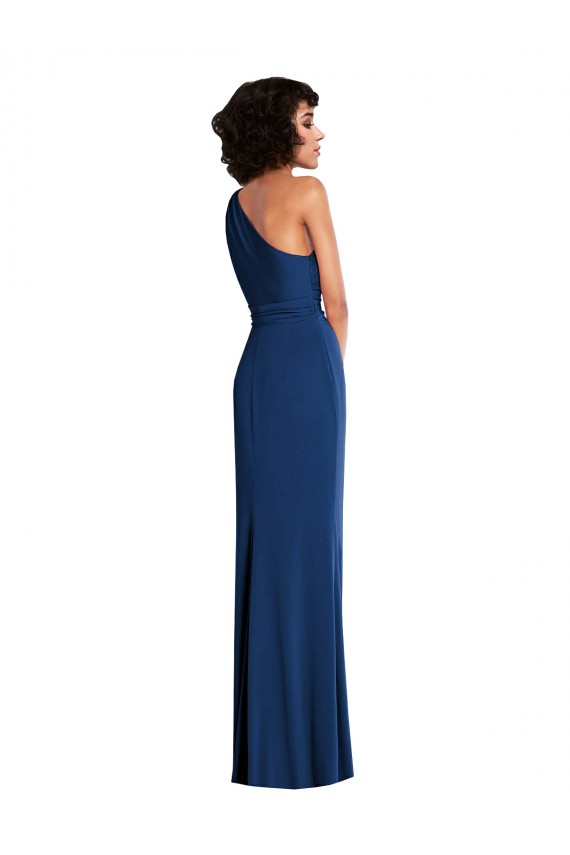 Online Grecian Inspired One Shoulder Twist Draped Maxi Spandex Bridesmaid Dress / Prom Dress UK