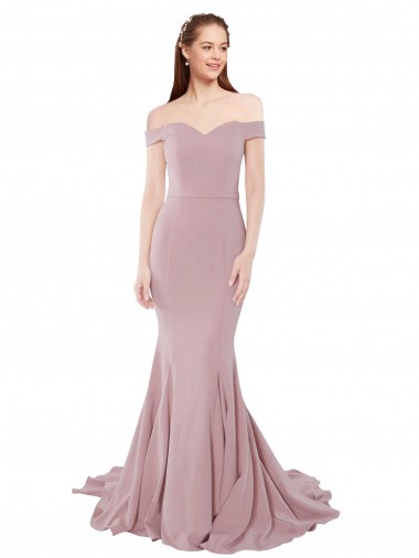 Online Off the Shoulder Mermaid Long Sweep Train Bridesmaid Dress / Prom Dress UK