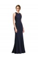 Online High Neck Sheath Long Crepe Bridesmaid Dress / Prom Dress UK
