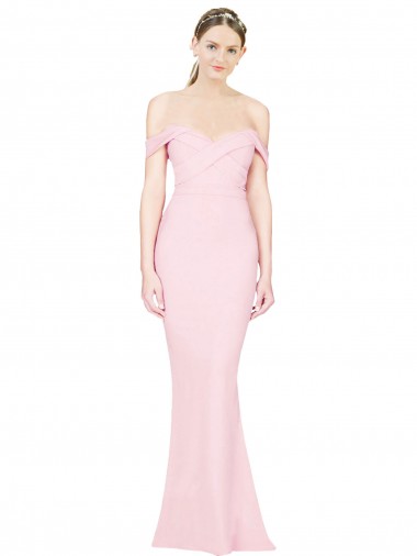 Online Full Length Off the Shoulder Bridesmaid Dress / Prom Dress with Twist Front UK