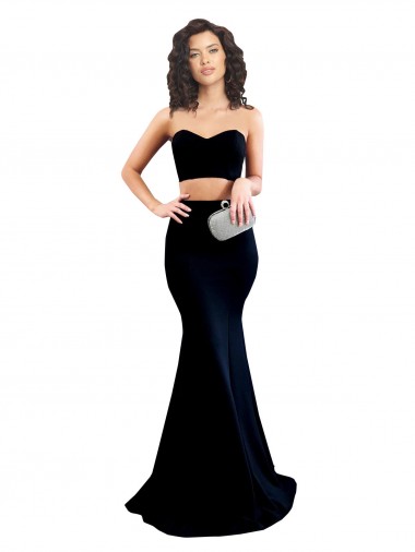 Online Two Piece High Neck Formal Crepe Bridesmaid Dress / Prom Dress UK