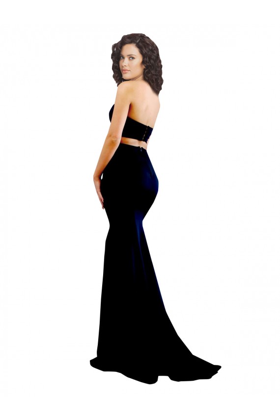Online Two Piece High Neck Formal Crepe Bridesmaid Dress / Prom Dress UK
