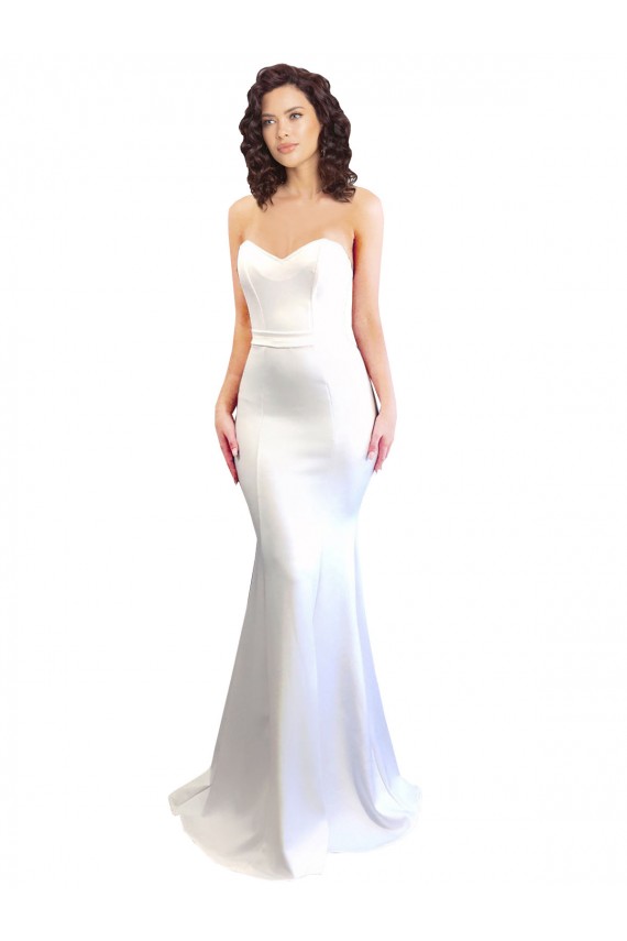 Online Sweetheart Strapless High Neck Long Formal Crepe Bridesmaid Dress / Prom Dress UK