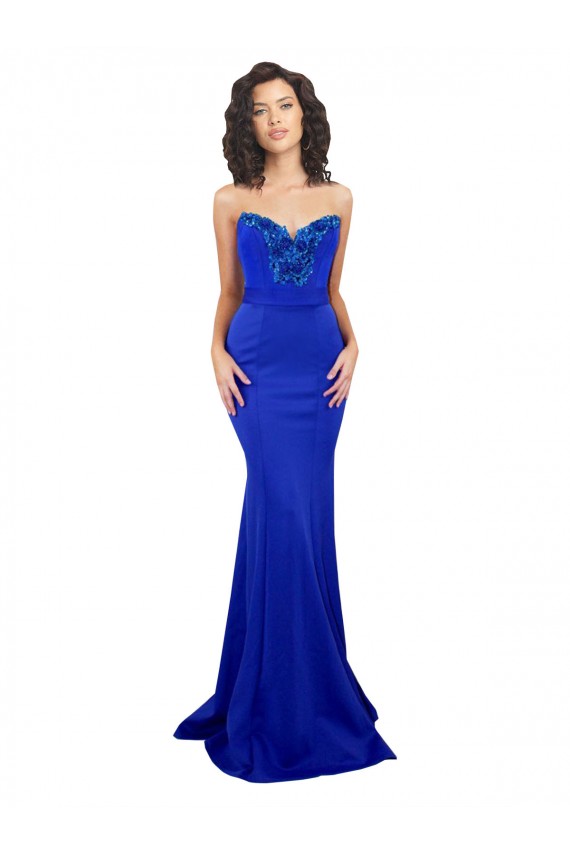 Online Sweetheart Flower Neckline High Neck Formal Crepe Bridesmaid Dress / Prom Dress UK