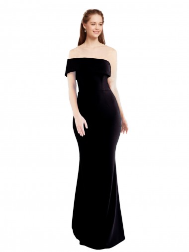 Online Asymmetrical Draped Off the Shoulder Banded Formal Crepe Bridesmaid Dress / Prom Dress UK