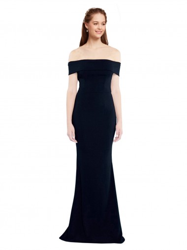 Online Off the Shoulder Fitted Formal Crepe Bridesmaid Dress / Prom Dress with Back Cut Out UK