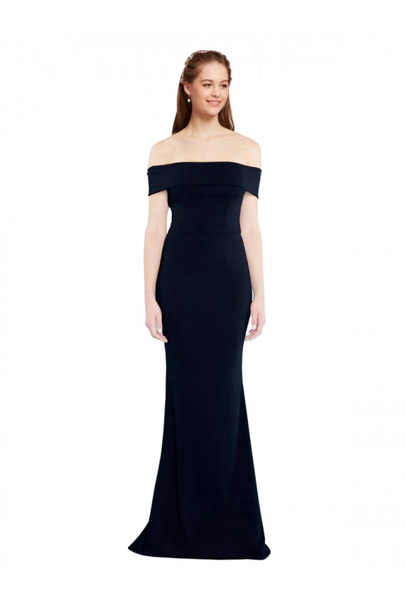 Online Off the Shoulder Fitted Formal Crepe Bridesmaid Dress / Prom Dress with Back Cut Out UK