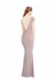 Online Boat Neck Cap Sleeve Formal Crepe Bridesmaid Dress / Prom Dress with Plunging Tie Back UK