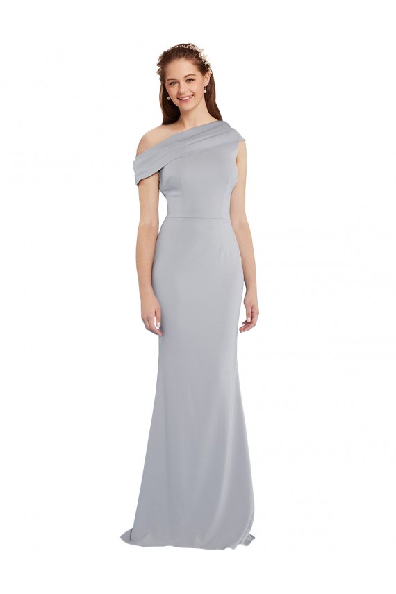 Online Off the Shoulder Asymmetrical Mermaid Formal Crepe Bridesmaid Dress / Prom Dress UK