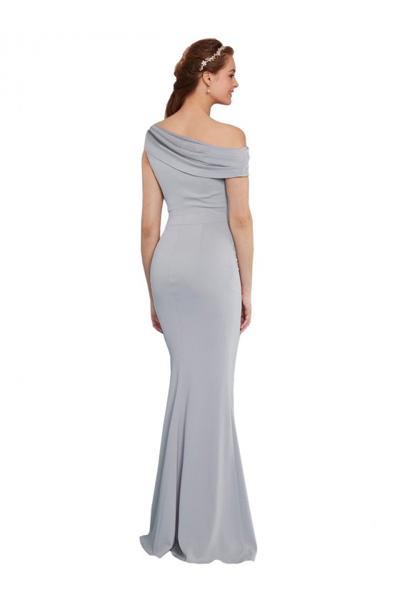 Online Off the Shoulder Asymmetrical Mermaid Formal Crepe Bridesmaid Dress / Prom Dress UK