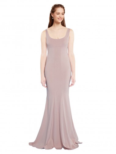 Online Sleeveless Scoop Neck Fully Lined Formal Crepe Bridesmaid Dress / Prom Dress UK