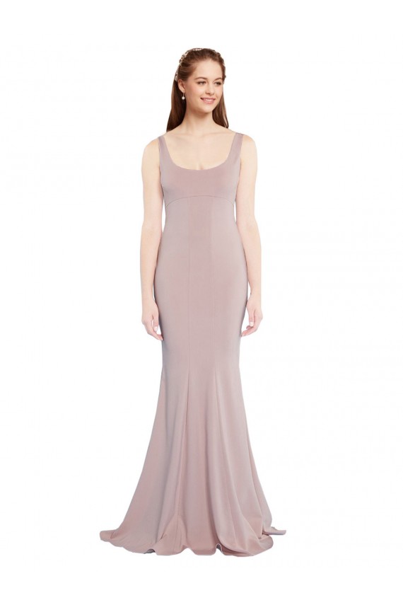Online Sleeveless Scoop Neck Fully Lined Formal Crepe Bridesmaid Dress / Prom Dress UK