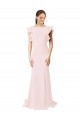 Online Low V-Back Long Mermaid Crepe Bridesmaid Dress / Prom Dress with Ruffled Sleeves UK