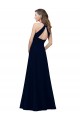 Online High Neck Crepe Bridesmaid Dress / Prom Dress with Pleats and Keyhole Back UK