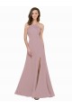 Online High Neck Crepe Bridesmaid Dress / Prom Dress with Pleats and Keyhole Back UK