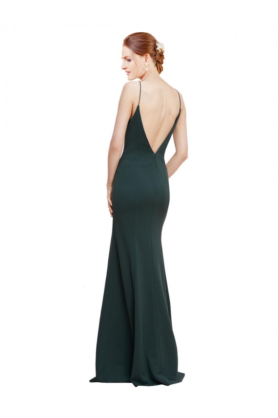 Online Deep V-Neck and Back Long Formal Crepe Bridesmaid Dress / Prom Dress UK