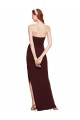 Online Twisted Strapless Keyhole Long Formal Crepe Bridesmaid Dress / Prom Dress with Slit UK