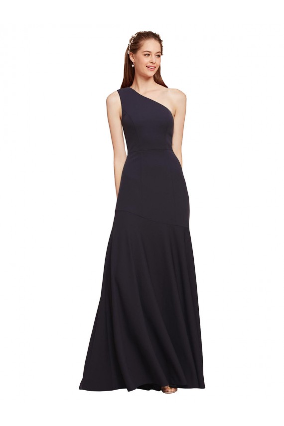 Online Fit and Flare Formal Crepe Bridesmaid Dress / Prom Dress with One Shoulder UK