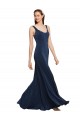 Online Fit and Flare Long Formal Crepe Bridesmaid Dress / Prom Dress with Round Neck UK