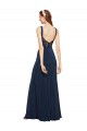 Online Fit and Flare Long Formal Crepe Bridesmaid Dress / Prom Dress with Round Neck UK
