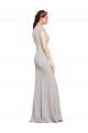 Online Fit and Flare Long Formal Crepe Bridesmaid Dress / Prom Dress with Tie Open Back UK