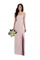 Online Spaghetti Strap V Back Formal Crepe Bridesmaid Dress / Prom Dress with Front Slit UK