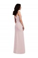 Online Spaghetti Strap V Back Formal Crepe Bridesmaid Dress / Prom Dress with Front Slit UK