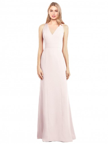 Online V-Neck Keyhole Back Crepe Trumpet Bridesmaid Dress / Prom Dress UK