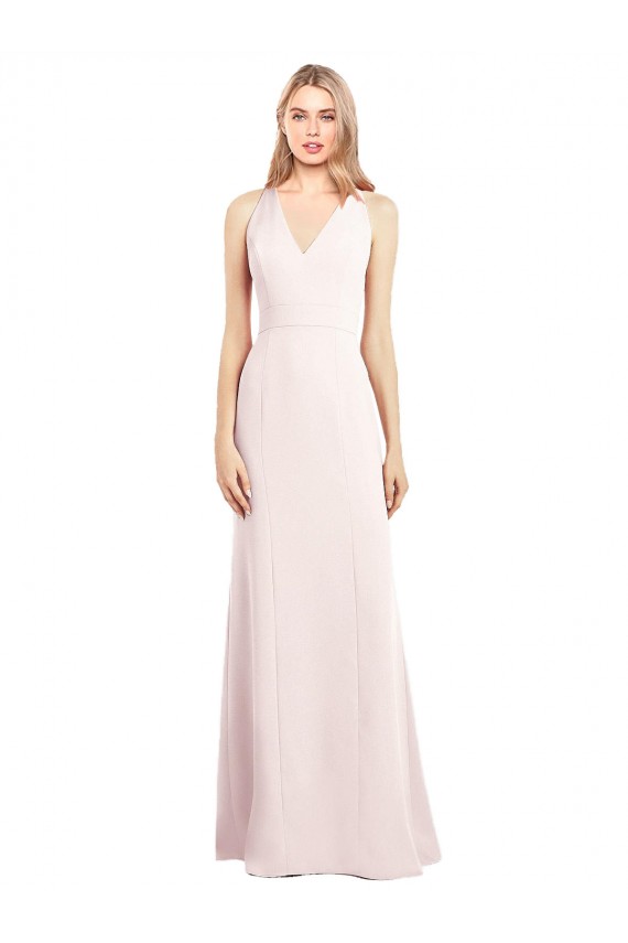 Online V-Neck Keyhole Back Crepe Trumpet Bridesmaid Dress / Prom Dress UK
