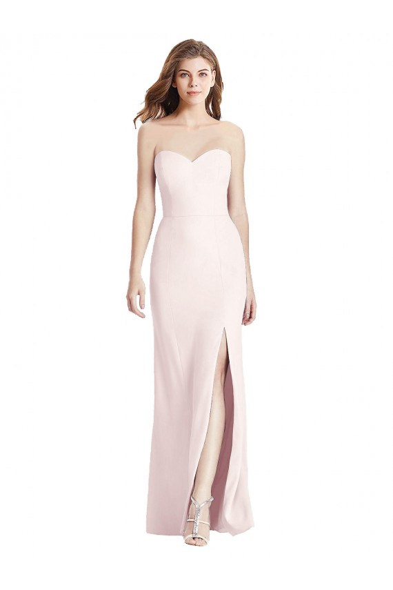Online Strapless Crepe Trumpet Bridesmaid Dress / Prom Dress with Front Slit UK