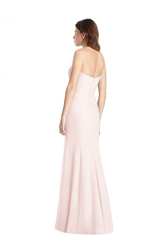 Online Strapless Crepe Trumpet Bridesmaid Dress / Prom Dress with Front Slit UK