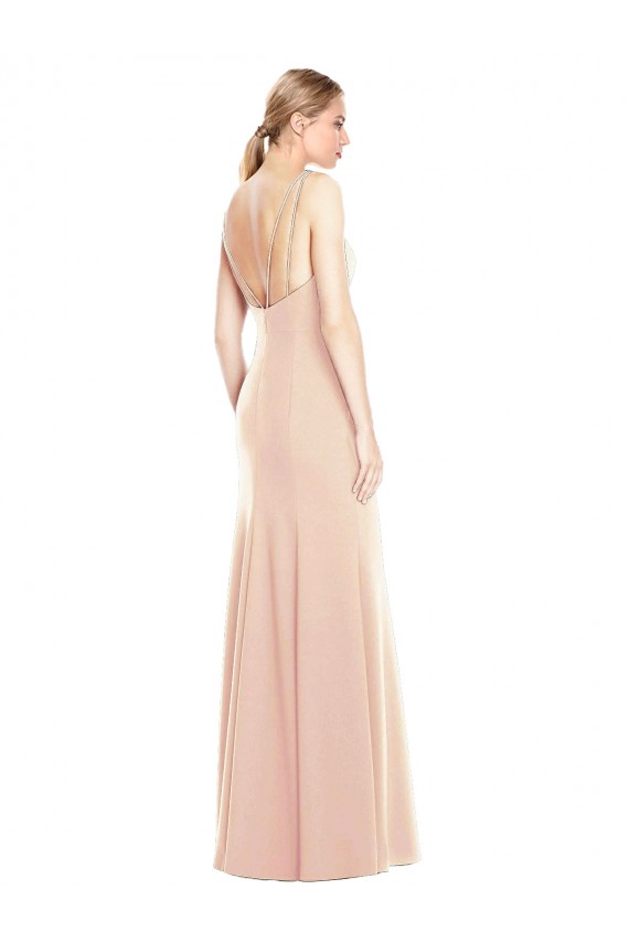 Online V-Spaghetti Strap Open Back Bateau Neck Trumpet Bridesmaid Dress / Prom Dress UK