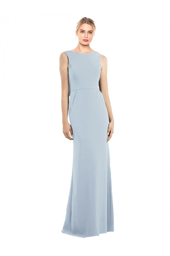 Online Draped Backless Crepe Bridesmaid Dress / Prom Dress with Pockets UK