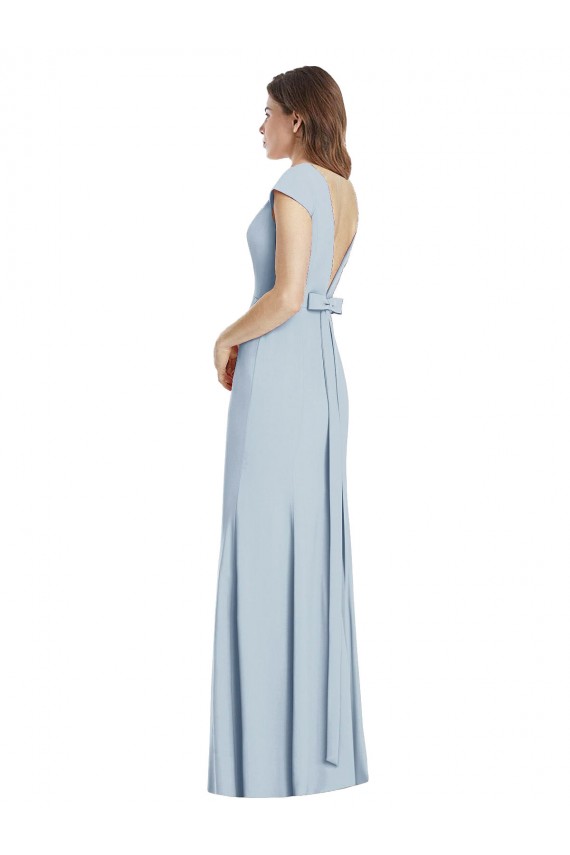Online Bateau Neck Cap Sleeves Open Back Trumpet Bridesmaid Dress / Prom Dress UK