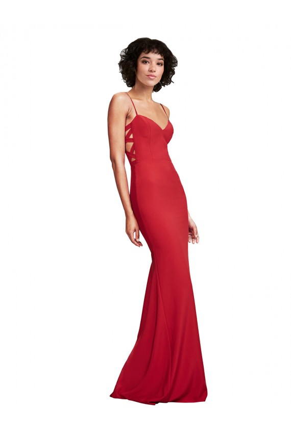 Online Spaghetti Strap Slip Neckline Formal Crepe Bridesmaid Dress / Prom Dress UK