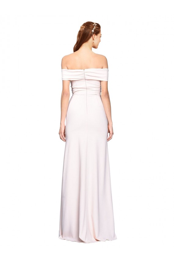 Online Criss Cross Off the Shoulder Formal Crepe Bridesmaid Dress / Prom Dress with Side Slit UK