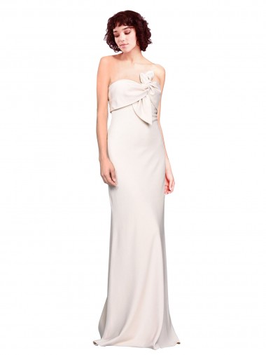 Online Strapless Crepe Fitted Bridesmaid Dress / Prom Dress with Twist Bow UK