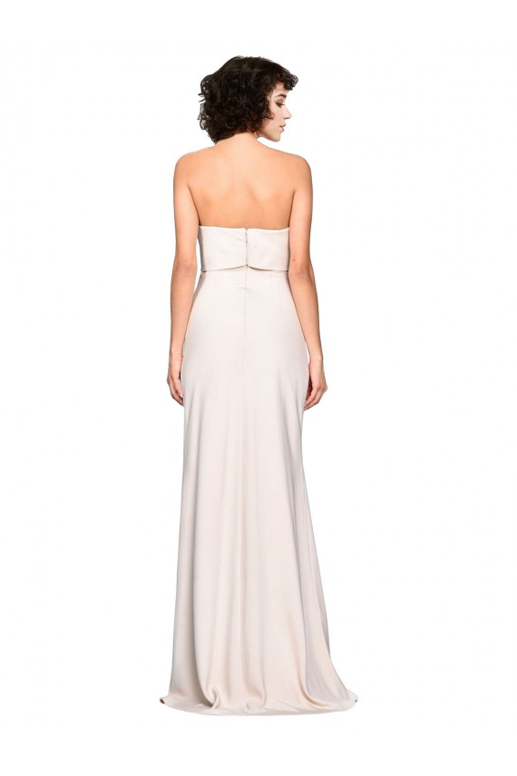 Online Strapless Crepe Fitted Bridesmaid Dress / Prom Dress with Twist Bow UK