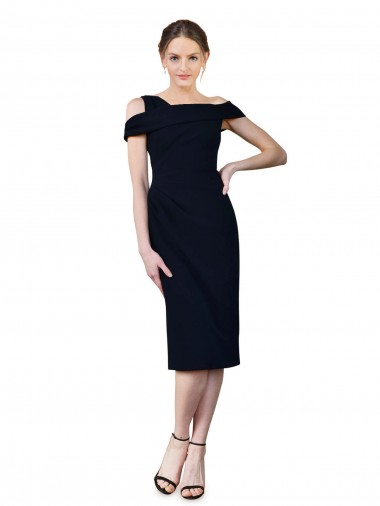 Online Draped Cross Shoulder Stretch Formal Crepe Cocktail Dress / Homecoming Dress UK