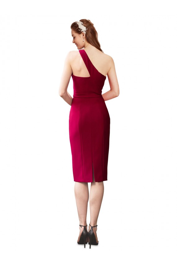 Online One Shoulder Short Formal Crepe Cocktail Length Bridesmaid Dress / Prom Homecoming Dress UK