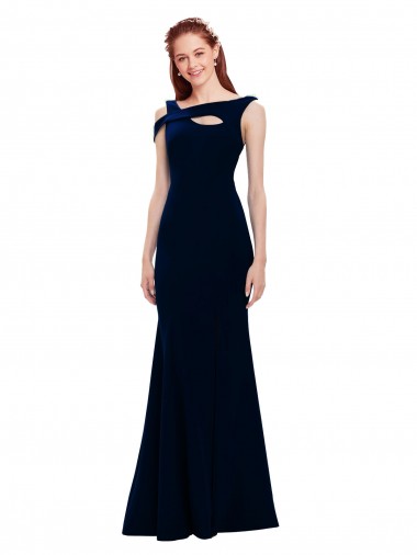 Online Sleeveless Formal Crepe Mermaid Bridesmaid Dress / Prom Dress with Side Slit UK