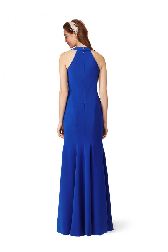Online Halter V-Neck Long A-Line Formal Crepe Bridesmaid Dress / Prom Dress UK