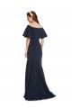 Online Off the Shoulder Formal Crepe Bridesmaid Dress / Prom Dress with Short Ruffle Sleeves. UK