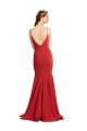 Online Mermaid Plunging V-Neck Formal Crepe Bridesmaid Dress / Prom Dress with Wide Open Back UK