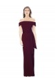 Online Off the Shoulder Long Formal Crepe Bridesmaid Dress / Prom Dress with Waist Tie UK