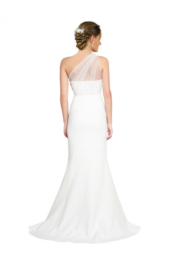 Online Soft Tulle Shoulder Overlay Mermaid One Shoulder Formal Crepe Bridesmaid Dress UK