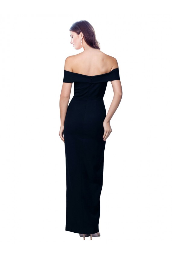 Online Off the Shoulder Long Full Length Formal Crepe Bridesmaid Dress / Prom Dress with Side Split UK