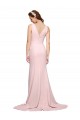 Online Deep V-Neckline and Back Long Sweep Train Crepe Bridesmaid Dress / Prom Dress with Shoulder Straps UK