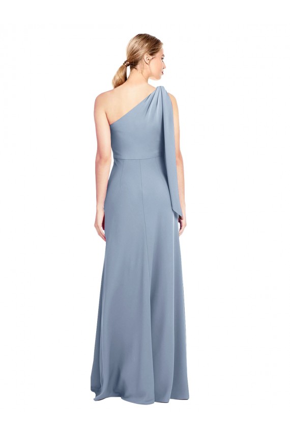 Online Draped Flutter Sleeves One Shoulder Stretch Formal Crepe Bridesmaid Dress / Prom Dress UK